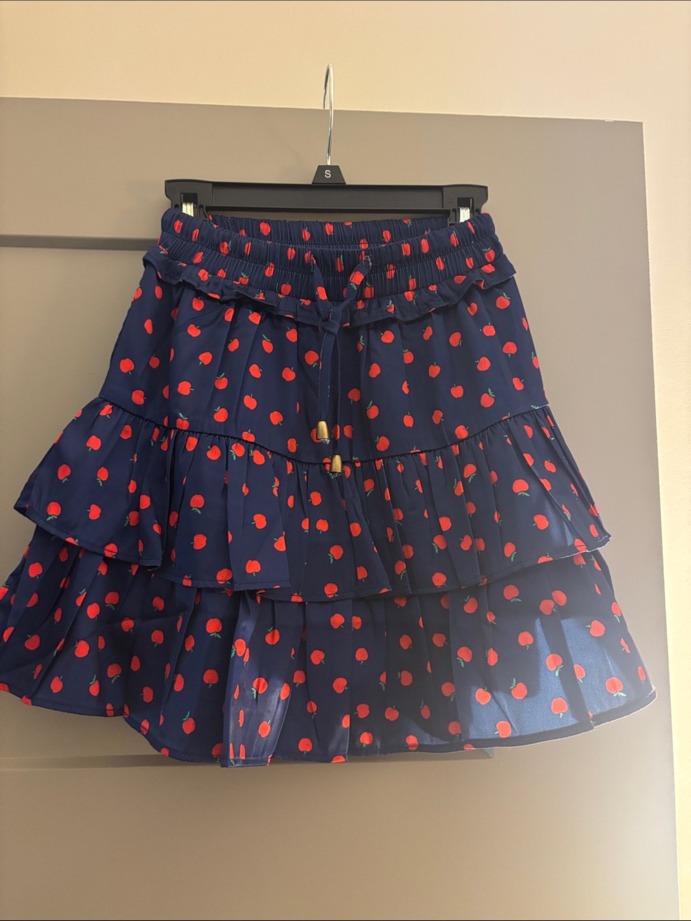 Girls' Navy Blue Tiered Skort with Red Dot Print